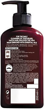 L’Oreal Paris Men Expert Cleansing 3-in-1 Beard, Face & Hair Wash 200ml, Barber Club Wash With Cedarwood Essential Oil, Deeply Cleanses and Removes Beard Flakes