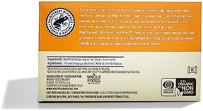 365 by Whole Foods Market, Organic Decaffeinated Green Tea with Lemon Myrtle (40 Tea Bags), 2.1 Ounce (pack of 12)