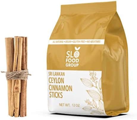 Slofoodgroup Ceylon Cinnamon Sticks - Pure Ceylon Cinnamon Quills 5 Inch Cut Cinnamon Spice from Sri Lanka, True Cinnamon - Cinnamomum Verum, 12 OZ.