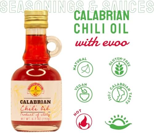 TuttoCalabria, Calabrian Chili Pepper Infused Oil, Calabrian Peppers infused with 100% Extra Virgin Olive Oil, 200 ml 6.7 oz
