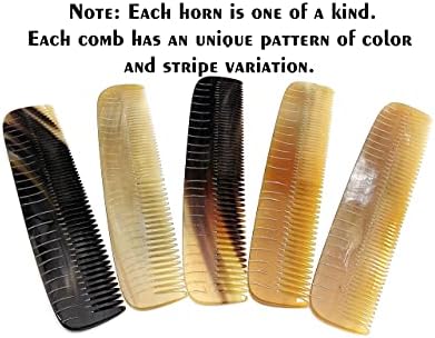 5MOONSUN5's Ox Horn Comb - Premium Quality 100% Handmade Anti Static Natural Fine Horn Pocket Comb Without Handle - Professional Detangling Massage - Great Gift - 7.5 inch