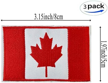 3Pack Canada Flag Patch Canadian Flags Patchs, Canada Tactical Flag Embroidery Patch with, for Hats, Tactical Bags, Jackets, Clothes Patch Team Military Patch