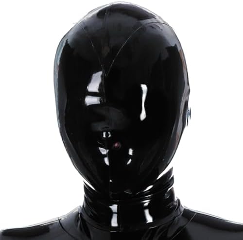 Black Latex Hood Only Open Nose Back Zipper Rubber Mask Club Party Wear Costume