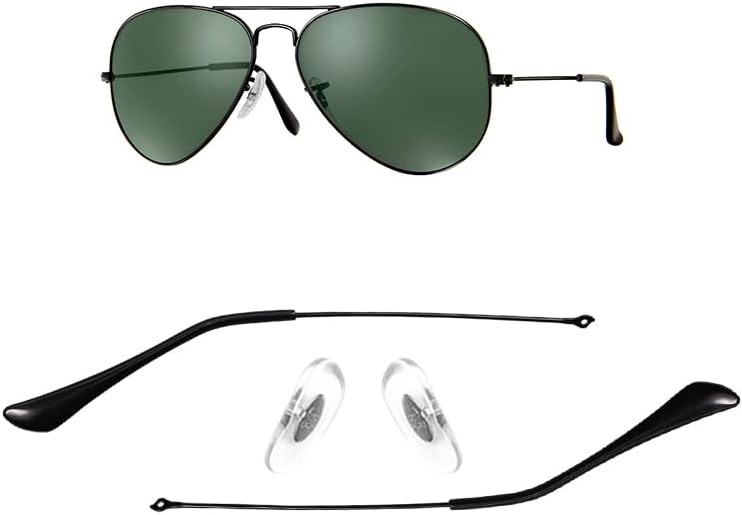 Compatible/Replacement for Ray Ban Aviator RB3025 Sunglasse Temple Arms Nose Pads Temple Tips if Applicable (Black)