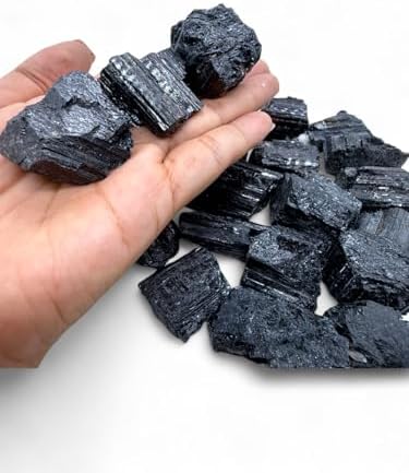 Rough Black Tourmaline Crystals - Raw Natural Black Tourmaline Stones Bulk - Crystal Healing (1-2", 3, count)