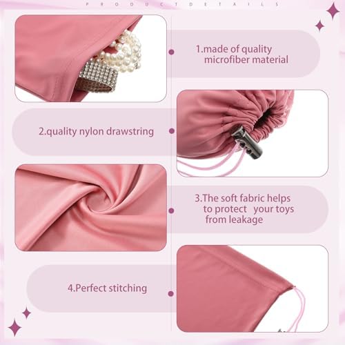 Hillban 6 Pcs Adult Toy Storage Bags Satin Drawstring Gift Bags Adjustable Silk Pouch Lightweight Multipurpose Foldable Stuff Sack Travel Bag for Women, 3 Sizes(Sml,Pink and Purple)