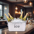 12L Ice Bucket for Freezer,Stainless Steel Ice Cube Bin with Handle,Large Capacity Ice Container Champagne Bucket Carry Drink Storage Cooler,Halloween Ice Buckets for Parties
