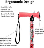 Walking Cane for Men and Women, Foldable Floral Lightweight Adjustable Portable for Folding Canes, Comfortable T-Handle for Seniors Adults