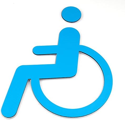 1Pcs Public Toilet Signs WC Wall Stickers Decals Toilet Door Signs Restroom Washroom Signage Handicap (Silver-Wheelchair)