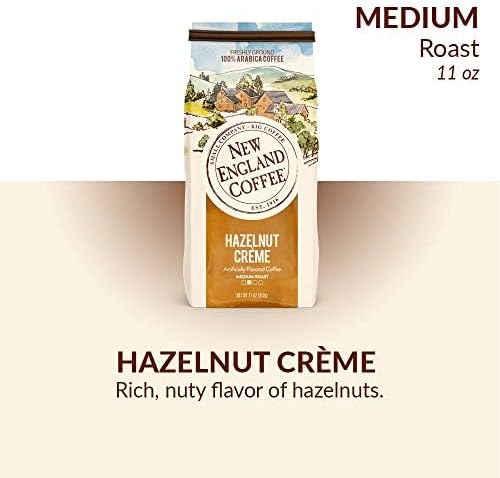New England Coffee Hazelnut Creme Medium Roast Ground Coffee, 11oz Bag (Pack of 3)