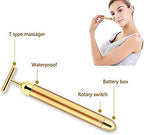 Beauty Bar 24k Golden Pulse Facial Massager, T-Shape Electric Sign Face Massage Tools for Sensitive Skin Face Pull Tight Firming Lift