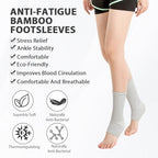 2 Pairs Bamboo Compression Socks, Soft Bamboo Foot Ankle Sleeves, Suitable for Cold Protection Against Swelling of Feet and Sprains (Gray, One Size)
