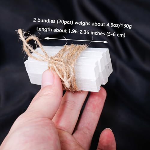 Runyangshi 20PCS Selenite Sticks Natural Selenite Crystals Wands Bulk Selenite Crystal Charging Energy Protection Reiki Healing Wiccan Altar Supplies