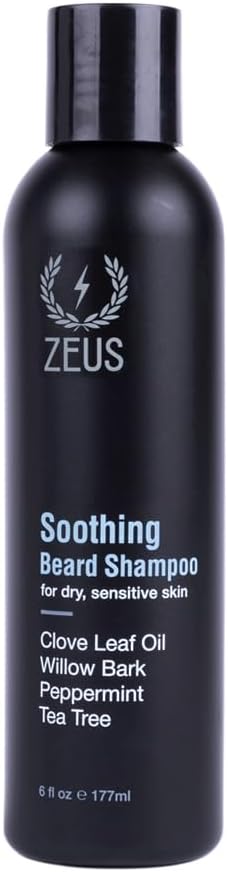 ZEUS Soothing Beard Shampoo for Men, Specialized Face & Hair Wash for Dry & Sensitive Skin, Anti-Dandruff & Itch Relief for Healthy Beard Growth (Made in USA) 6 oz.