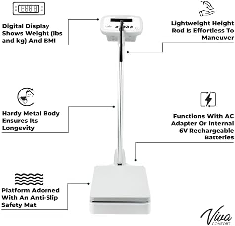VivaComfort Digital Medical Scale for Body Weight, 660 LBs Weight Capacity Digital Medical Grade Doctor Scale, Professional Height and Weight Physician Scale