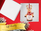 Personalized Reindeer Christmas Ornament 2025 - Free Customization | Red Nosed Deer Figurine with Scarf and Big Antlers for Xmas Tree | Unique Keepsake - Custom Name & Year