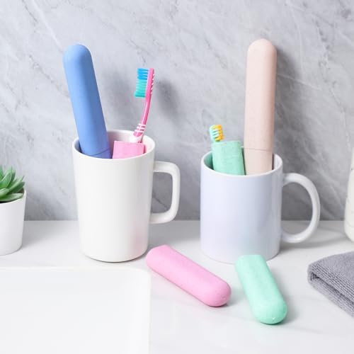 Muslih 4 Pack Toothbrush Travel Case, Travel Toothbrush Holder with Ventilation Holes, for Travel, Home, Business, School, Camping