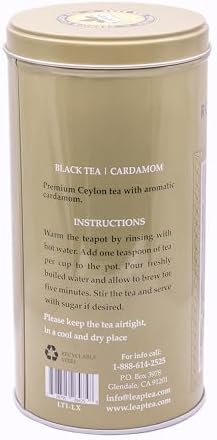 Premium Ceylon Black Tea – Loose Leaf – 12 oz – Pure Sri Lankan Tea, Rich Aroma & Full-Bodied Flavor – High Antioxidants – Ideal for Breakfast & All-Day Brewing, LEAP TEA - Royal Persian Cardamom Tea,