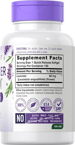 Carlyle Lavender Pills | 80 mg | 120 Softgel Capsules | Calm & Non-Drowsy Formula | Non-GMO & Gluten Free Supplement