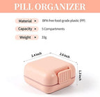 Daily Pill Organizer 5 Compartments Portable Moisture Proof Small Pill Case for Pocket Purse Travel Pill Box Portable Medicine Vitamin Fish Oil Holder Container (Pink)