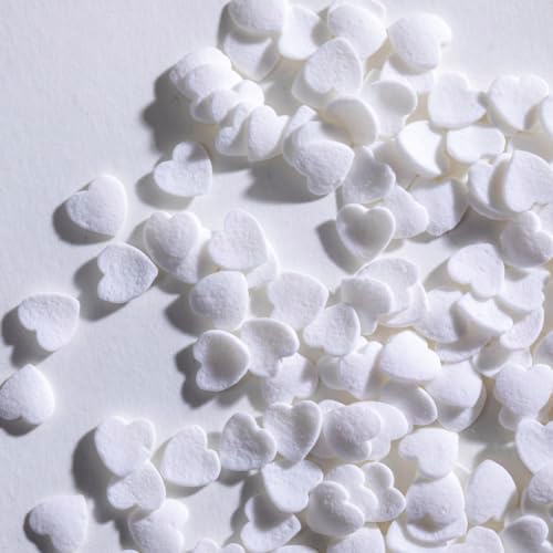 Red Heart Shapes Sprinkles Valentine Jumbo Heart Sprinkles for WEdding Cake Decorating - 3.53 oz/100g. (white)