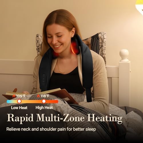 CuPiLo Cordless Neck Massager with Heat, HSA Store FSA Eligible 4D Kneading Shoulder Massager for Pain Relief Deep Tissue, Electric Shiatsu Massage for Neck and Shoulder, Fathers Day Dad Gifts for Men