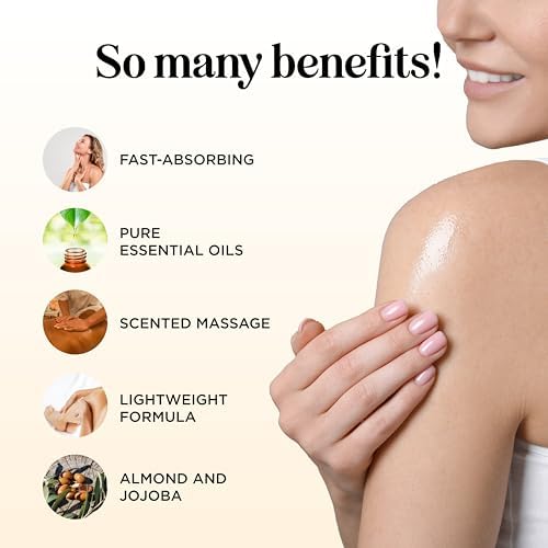 Vanilla Sensual Massage Oil for Couples - Relaxing Full Body Massage Oil for Date Night with Moisturizing Coconut and Sweet Almond Oil - Vegan Non Staining Non Greasy Silky Smooth Gliding Formula