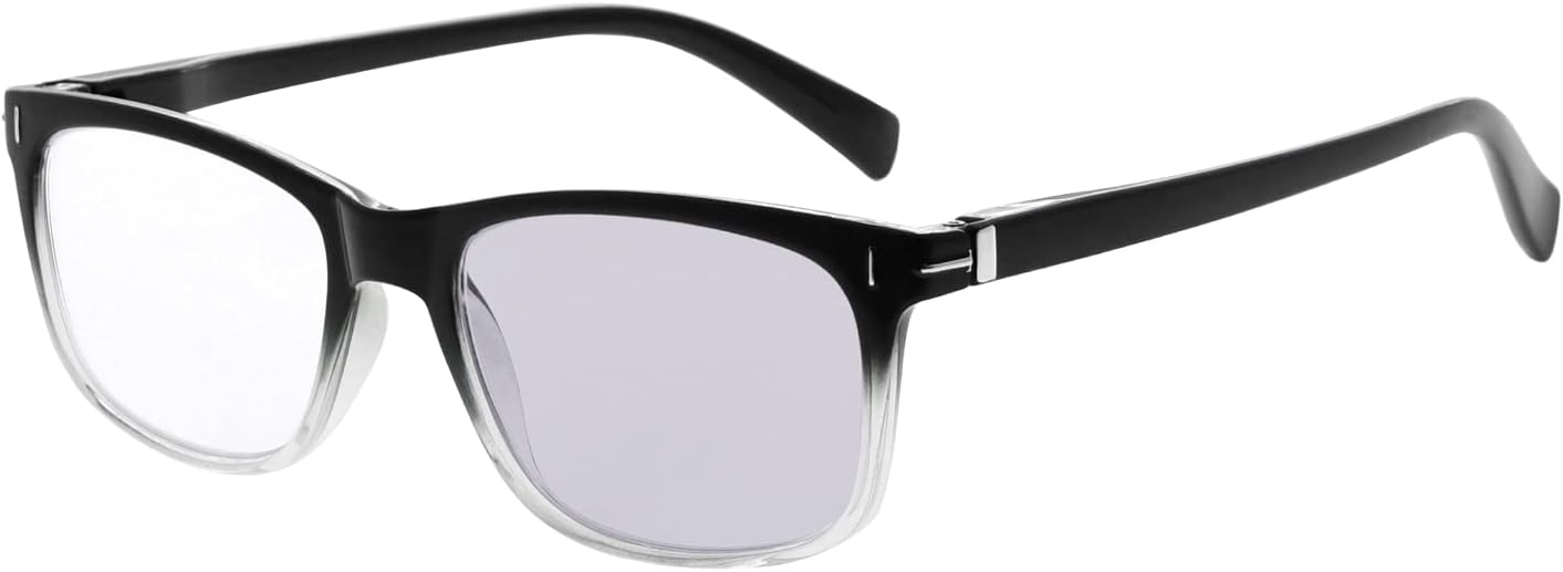 Eyekepper Transition Reading Glasses Photochromic Readers Men Women Black-Clear +2.00