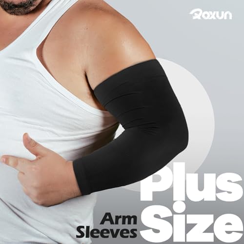 ROXUN Plus Size Arm Sleeves, UV Sun Protection Cooling Sports Arm Cover Compression for Men/Women
