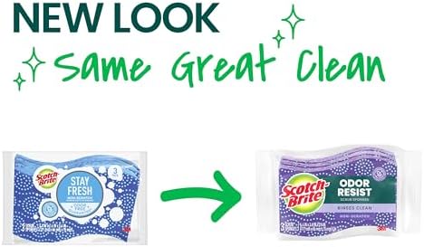 Scotch-Brite Scrub Dots Non-Scratch Scrub Sponge, Rinses Clean, for Washing Dishes and Cleaning Kitchen, 3 Scrub Sponges