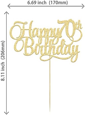 1 Pack Happy 70th Birthday Cake Topper Gold Glitter Number 70 Seventy Years Old Birthday Cake Pick Decoration For 70th Birthday Celebrating Anniversary Party Supplies