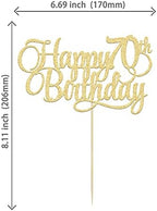 1 Pack Happy 70th Birthday Cake Topper Gold Glitter Number 70 Seventy Years Old Birthday Cake Pick Decoration For 70th Birthday Celebrating Anniversary Party Supplies