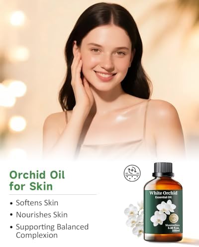White Orchid Essential Oil, Pure White Orchid Oill Mumianhua Premium Perfume Concentrate for Diffuser, Luxury Scented Candles & Skin-Safe Perfume Making, 3.38 Fl Oz w/Dropper