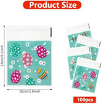 100 PCS Easter Self-sealing Cellophane Bags(4x4 Inch) for Candy Goodie Treat Snack Goody Cookie Small Gifts Wrap Plastic Ziplock Bag Baggies Pouch Easter Party Favors Supplies Decorations Table Decor