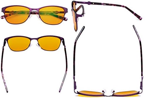 Eyekepper Ladies Blue Light Blocking Glasses with Orange Tinted Filter Lens for Sleeping - Stylish Cateye Computer Eyeglasses Women - Purple