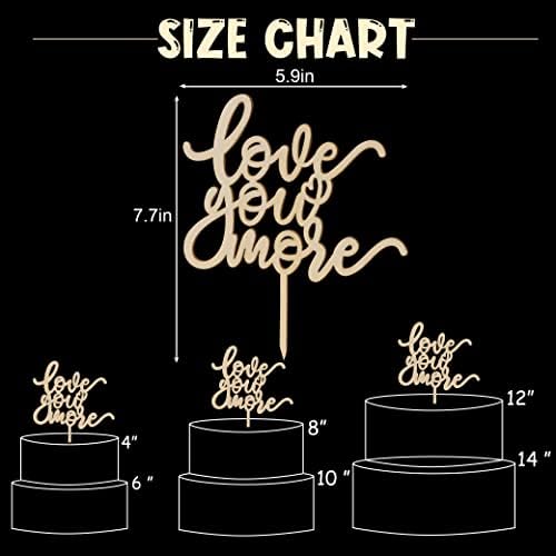 ZZDCMS Love You More Cake Topper - Wooden Wedding Cake Decoration, 'Love You More' Sign, Smash Cake Topper, Photo Booth Props, Cake Decorating Supplies, First Anniversary