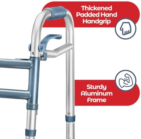 Medical king Walkers for Seniors Aluminum Lightweight Walker with Wheels, Adjustable Width and Height, Folding Walker for Elderly, Handicapped, Disabled 2 Wheels in Front