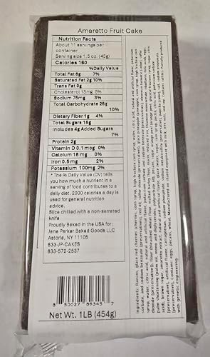 Jane Parker Fruitcake Amaretto Fruit Cake 1 pound (16 Ounce) Loaf in a Decorative Tin -Holiday-Christmas Cake-The Best Fruitcake You Can Buy