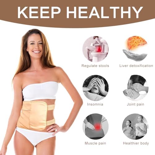 Castor Oil Pack Wrap,Castor Oil Wrap for Stomach, Liver Detox, Belly & Entire Body, Hot/Cold Compress Pads