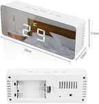 GRFIT Alarm Clock Digital LED Alarm Clock with Dimmer Temperature Function for Bedroom Office Travel Battery & USB Powered Mirror Alarm Clock Clock for Bedrooms