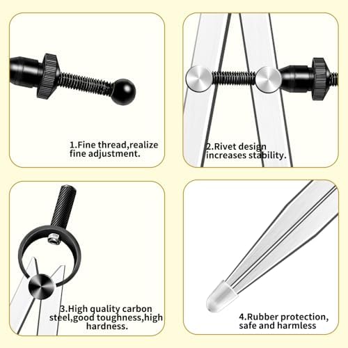 Leather Craft Compass, 6 Inch Professional Divider Leather Compass, Steel Adjustable Lockable Spring Wing Divider Calipers for Woodworking Metalworking Drawing and Drafting