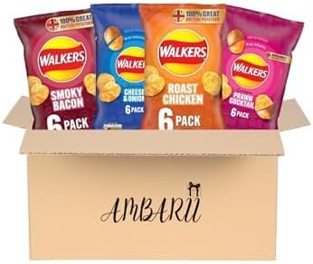 AMBARII Walkers Meaty Variety Pack Potato Crisps, Count, 25g - 6 pack X 4