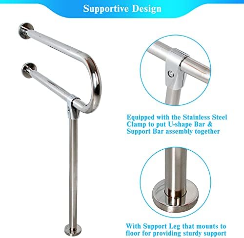 Handicap Bathroom Bar - 304 Stainless Steel Non-Slip Handrail for Disabled Toilet & Shower, Barrier-Free Safety Railing with Hand Grips