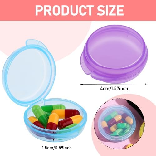 4 Pcs Mini Pill Organizer Small Pill Box Cute Portable Pill Case for Pocket Purse Travel Storage Containers Earplug Case Medicine Dispenser Vitamin Holder(Blue+Pink+Purple+Green)