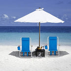 HOMSUPPLIE'S Folding Beach Chair Adjustable Headrest w/4 Flexible Tilt Angle, with Backpack Design, Headrests, Cup Holders & Armrests - Ideal for Sand,Camping, Lawn Concerts (Headrest,Blue, 1 pcs)