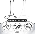 2 Pcs Earplug Lanyard, Silicone Anti-Lost Safety Lanyard for Most Earplugs with Removable Tips, Flexible Sports Neck Rope Connector Strap, Compatible with Running Work Activities (White, Black)