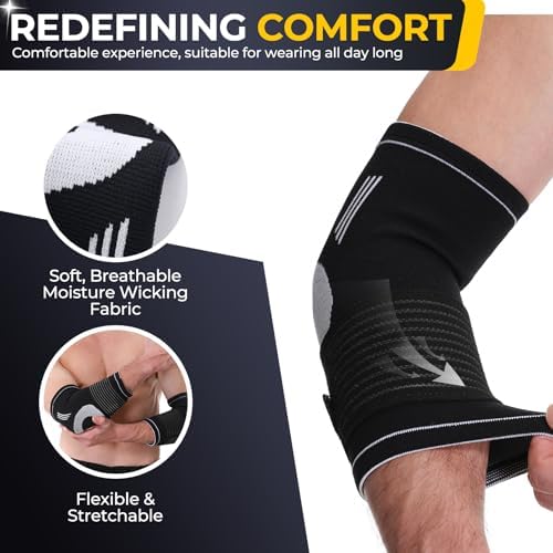 NeoTech Care Elbow Support Brace (Black, Size M, 1 Pair)
