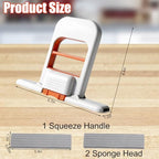 Juome Mini Foldable Desktop Mop - Portable Self-Squeeze Sponge Cleaning Tool, Wet and Dry Use Cleaning System, Mini Mop for Kitchen Counter, Bathroom, Glass (2 Sponge Head + 1 Squeeze Handle)