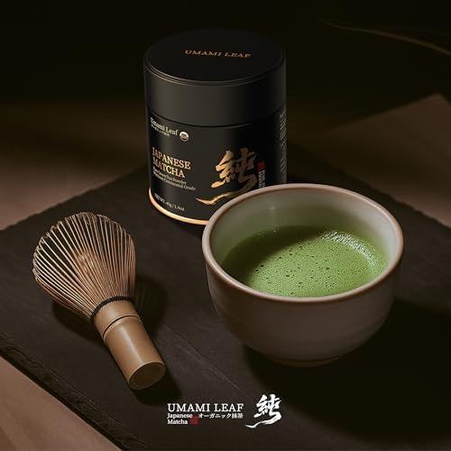 Umami Leaf Organic Japanese Ceremonial Grade Matcha - 100% Pure Green Tea Powder, USDA Certified, First Harvest, Authentic Origin From Uji, Kyoto (40g / 1.4oz Tin)