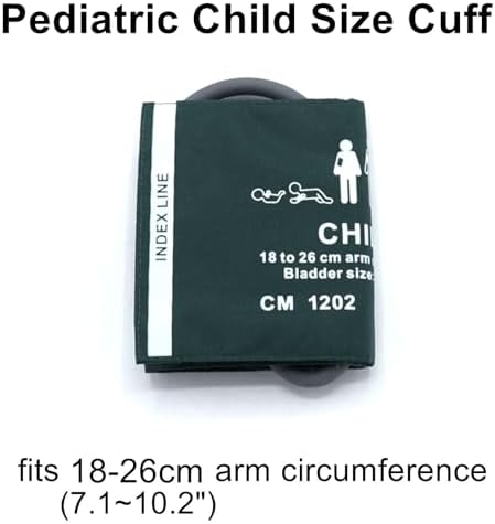 Universal NIBP Cuff with BP12 Connector for Child, 18-26 cm Reusable Single Tube Nylon Replacement BP Cuff with Inner Airbag for Blood Pressure Monitor Machine